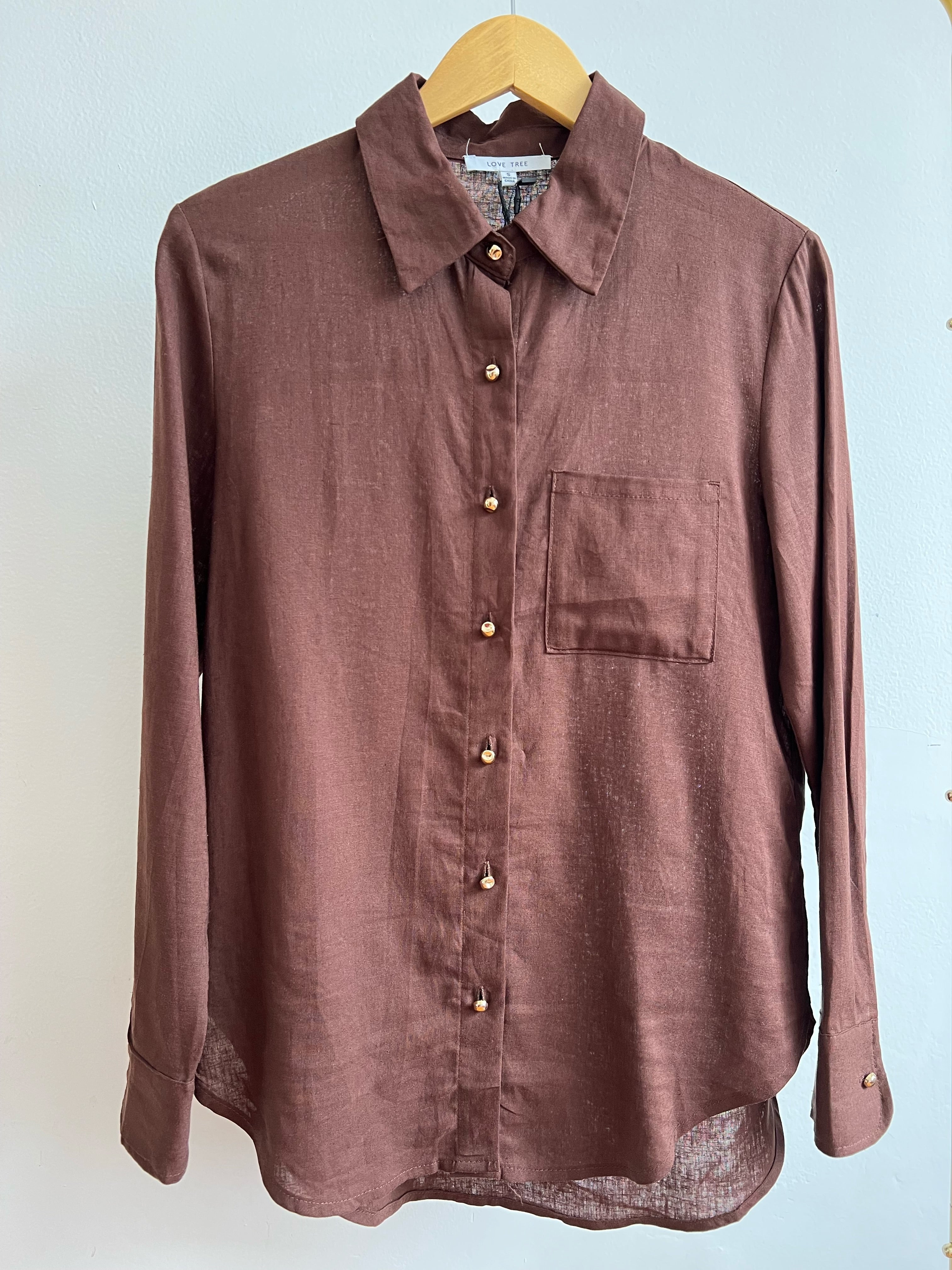 Camisa Lino café