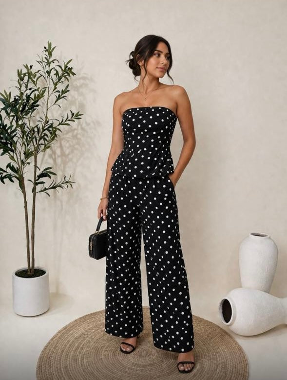 Set lunares negro strapless