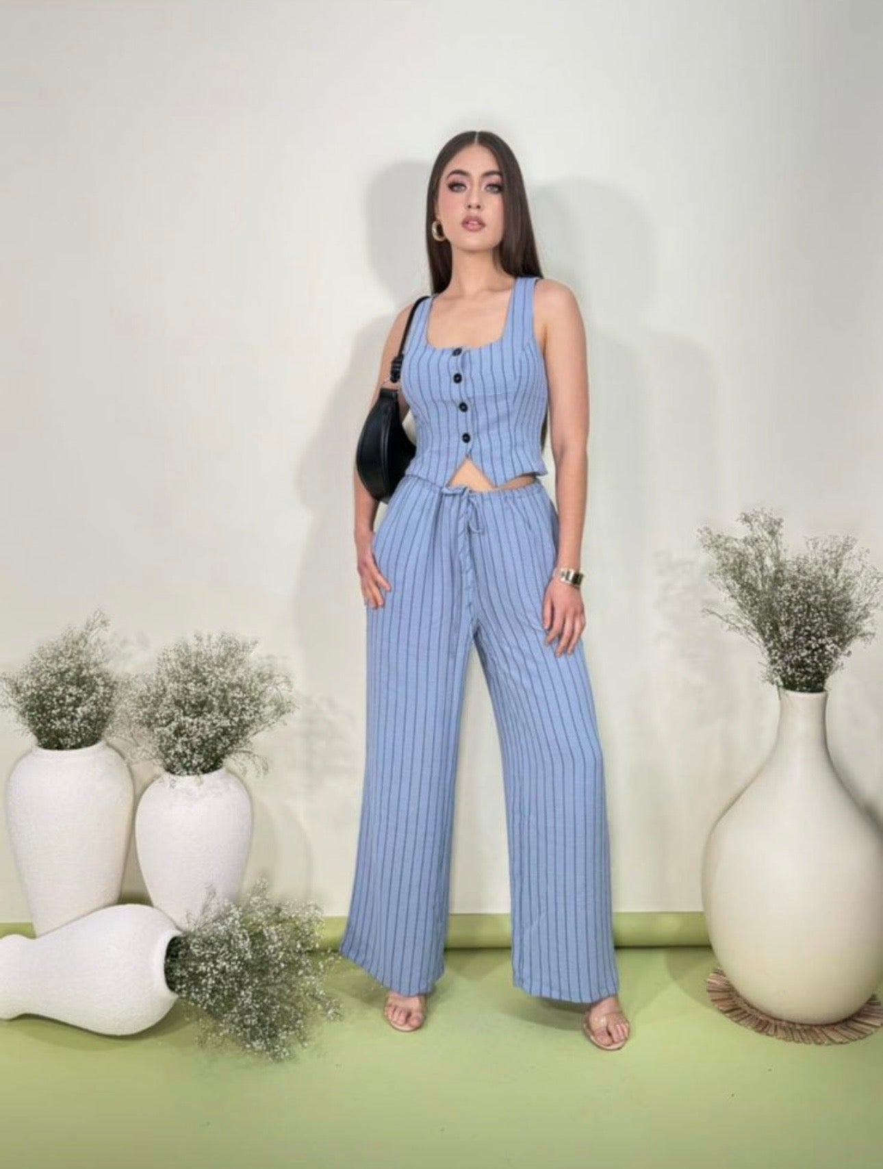 Conjunto pantalón rayas azul