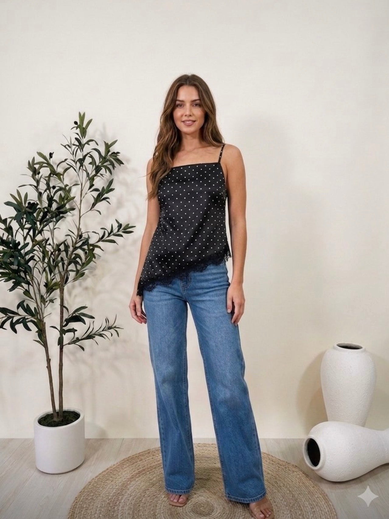 Blusa negra polka dots